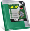 TICONN Heavy Duty Tarp Cover, Extra Thick Tarps Waterproof Tear and Rip Proof UV Resistant Tarpaulin with Reinforced Grommets and Edges (16 Mil, 6'x8')