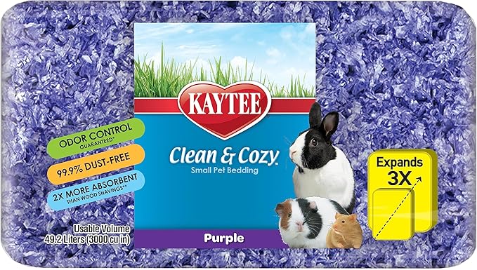 Kaytee Clean & Cozy Purple Bedding For Guinea Pigs, Rabbits, Hamsters, Gerbils and Chinchillas, 49.2 Liter