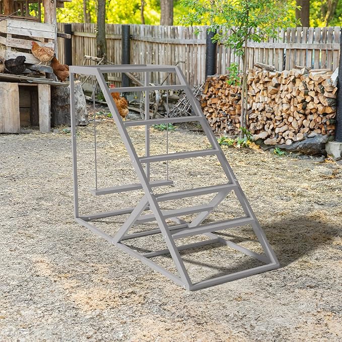 Chicken Perch for Coop with Ladder, Chicken Roosting Bars for Chickens in Coop with Swing Set Wooden Run Accessories Toy Chick Roost Activity Playground for Backyard Farm, Grey