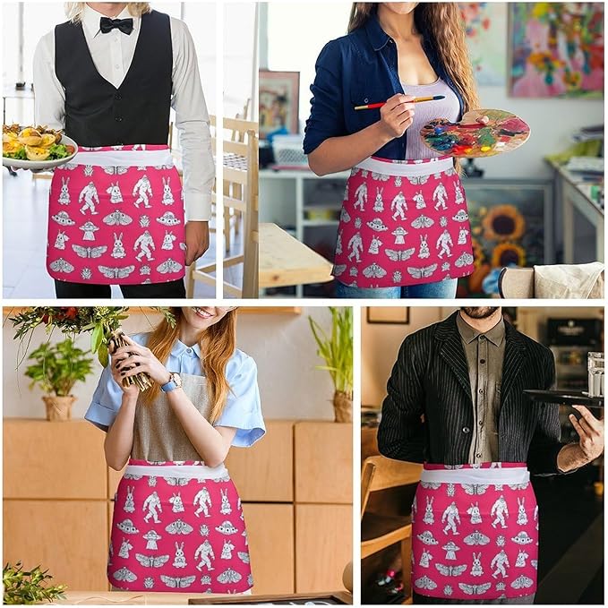 Half Apron with 3 Pockets Chef Cooking Kitchen Restaurant Aprons for Women Men