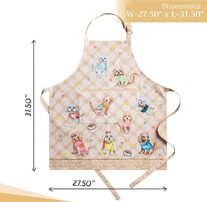 Maison d' Hermine 100% Cotton Apron for women with Pocket Kitchen Chef Apron for Men Cooking Easter Decorations