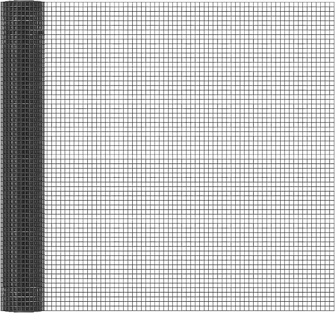 Black Hardware Cloth 1/2in Mesh 36in x 100ft, Chicken Wire Fencing PVC Coated 19 Gauge, Welded Chicken Wire for Rodent Proofing, Tree Guard, Garden Fence, Poultry Netting