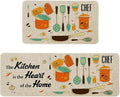 The Kitchen is The Heart of The Home Kitchen Mats Set of 2, Non-Slip Rubber Back Kitchen Rugs, Seasonal Holiday Cooking Sets Washable Floor Mat for Home Kitchen Decor - 17x29 and 17x47 Inch