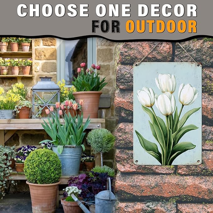 Tulip Vintage Metal Tin Sign for Home Kitchen Bar Coffee Shop Metal Sign 8x12inch