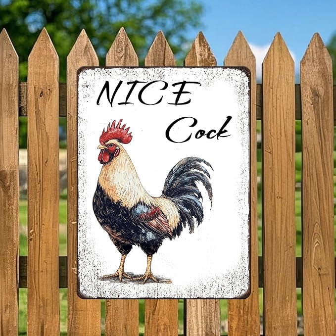 Nice Cock Metal Tin Sign 12x16 Inch Farmhourse Chicken Poster Chicken Tin Sign Home Kitchen Garden Bar Pub Restaurant Are Wall Decor