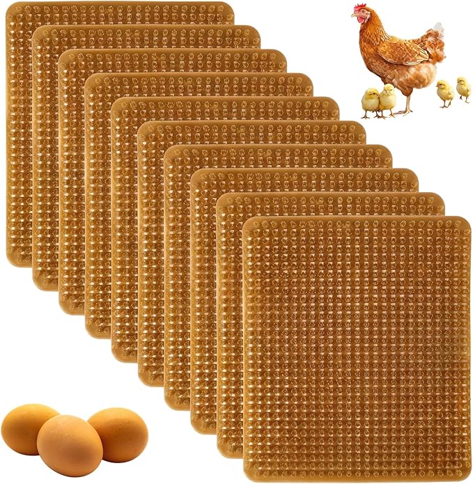 10 Pcs Chicken Nesting Pads Washable 13.8 * 11.6 Nesting Box Pads for Chickens Coop Artificial Grass Rug Accessories Plastic Grass Mat for Chicken Coop Accessories(Brown)