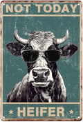 Sanwarm Metal Sign 8X12 Inch, Cow Decoration Not Today Heifer Milk Cow Cottage Vintage Tin Sign Wall Art Decor for Home, Living Room, Kitchen, Garden, Bedroom, Office, Hotel, Cafe And Pub Decoration