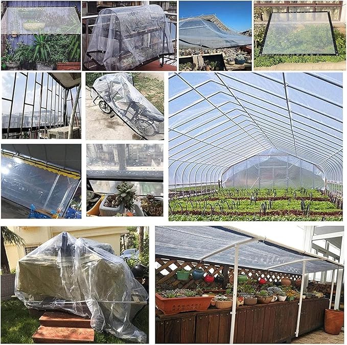 Chicken Coop Cover/Dog Kennel Roof Canopy,for Patio Enclosure, Camping, Outdoor Tent Cover,Transparent Waterproof Tarpaulin ﻿(7x16 ft(2x5m))