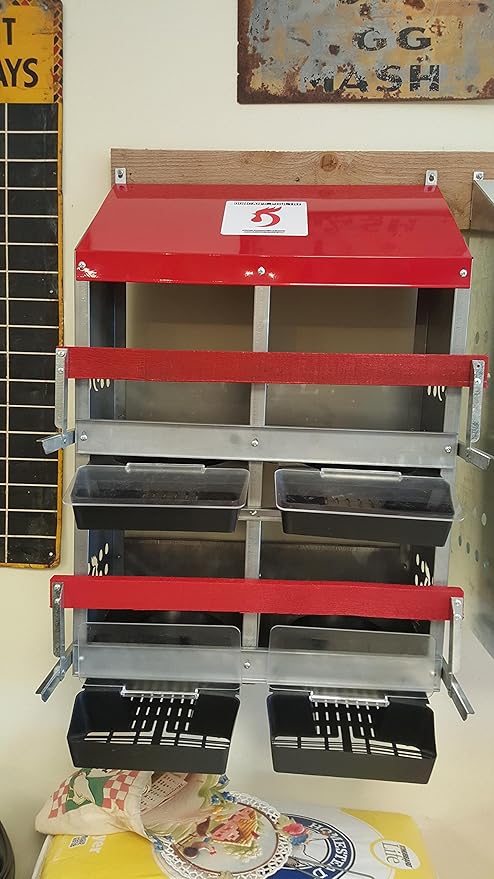 Duncan's Rollaway Nesting Boxes - 4 Hole Metal Poultry Nest Box for Chickens, Hens, Ducks - Large Rollout Egg Laying Boxes - Rust Proofed Construction with Large Vented Holes