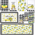 10 Pcs Lemon Kitchen Decor Set Dish Towels Kitchen Rugs Oven Mitts and Pot Holders for Cooking Baking Grilling Women Mom Gift