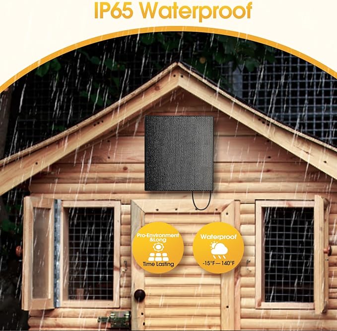 6W Solar Panel for Automatic Chicken Coop Door Compatible with Chicken Coop Door with DC/USB-C Port, Built-in 8000mAh Battery, with 9.8ft DC Cable & DC to USB-C Adapter Cable, IP65 Weatherproof