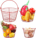 4 Pieces Egg Baskets for Collecting Fresh Eggs with Handle Chicken Wire Egg Basket Metal Storage Basket for Gathering Transporting Eggs Fruit Food Farmhouse Kitchen Decoration 4 Size(Red)