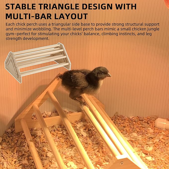 TonGass 3-Pack 15.75" Extra Long Chicken Perch, Freestanding Roosting Bar for Baby Chicks, Durable Polished Pine Roosting Bar, Perch Stand for Chicken Brooder