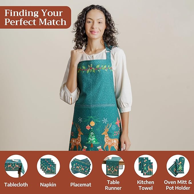 Maison d' Hermine 100% Cotton Apron for women with Pocket Kitchen Chef Apron for Men Cooking Easter Decorations