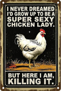 Chicken Retro Tin Sign Vintage Metal Poster Wall Art Chicken Decoration for Coops Farms Yard Home Bar Cafe Garage or Office Chicken Gift Idea