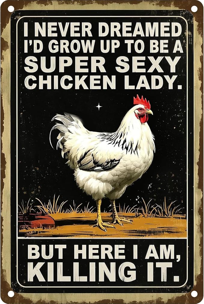 Chicken Retro Tin Sign Vintage Metal Poster Wall Art Chicken Decoration for Coops Farms Yard Home Bar Cafe Garage or Office Chicken Gift Idea
