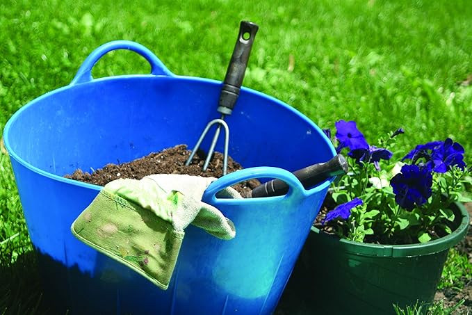 Little Giant® Poly/Rubber FlexTub Bucket | Ultra Durable & Versatile Farm Tub | Plastic Synthetic Gardening Tub (1, Blue)