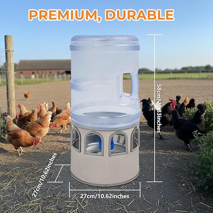 Heated Chicken Waterer 5 Gallon Chicken Waterer for Winter Temp Controlling for Chickens Heated Water Bowl for Chickens, Ducks, Pigeons Geese and Chicken Coop with Buckets