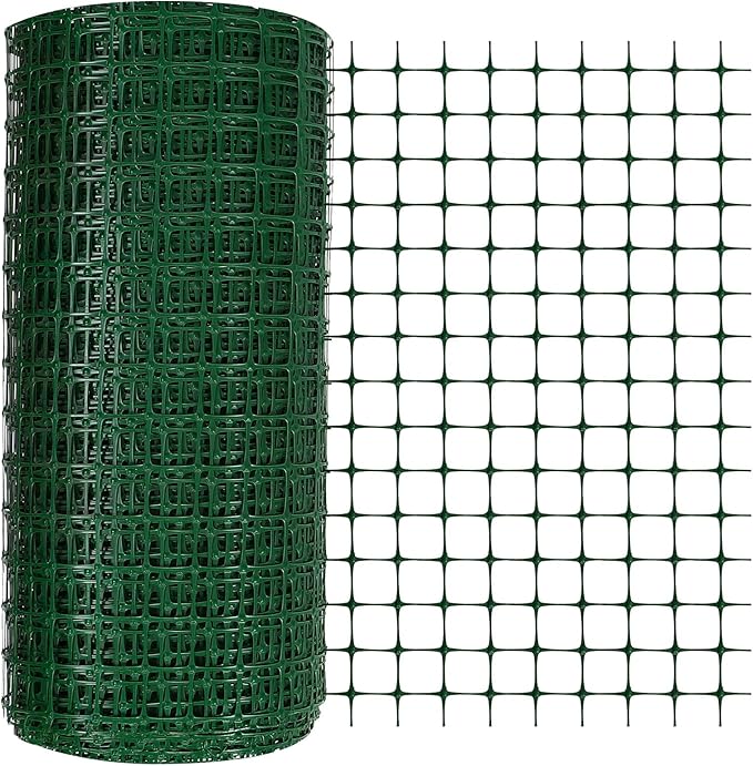 Preboun 2 x 164 ft Plastic Mesh Fence Plastic Safety Fence Roll Reusable Animal Construction Barrier Netting Temporary Pool Fencing Snow Fences for Construction Animal Garden Fencing(Green)
