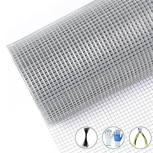 19 Gauge Hardware Cloth 72In x 100Ft – 1/2 Inch Galvanized Welded Wire Mesh | Chicken Wire Fence for Garden Farm Yard, Poultry Netting & Animal Plant Protection – Silver