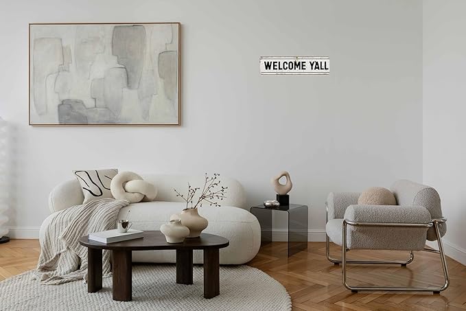 Welcome Y’All Metal Sign 4x16in Southern Style Plaque for Porch Farmhouse Living Room Wall Home Decor Gift