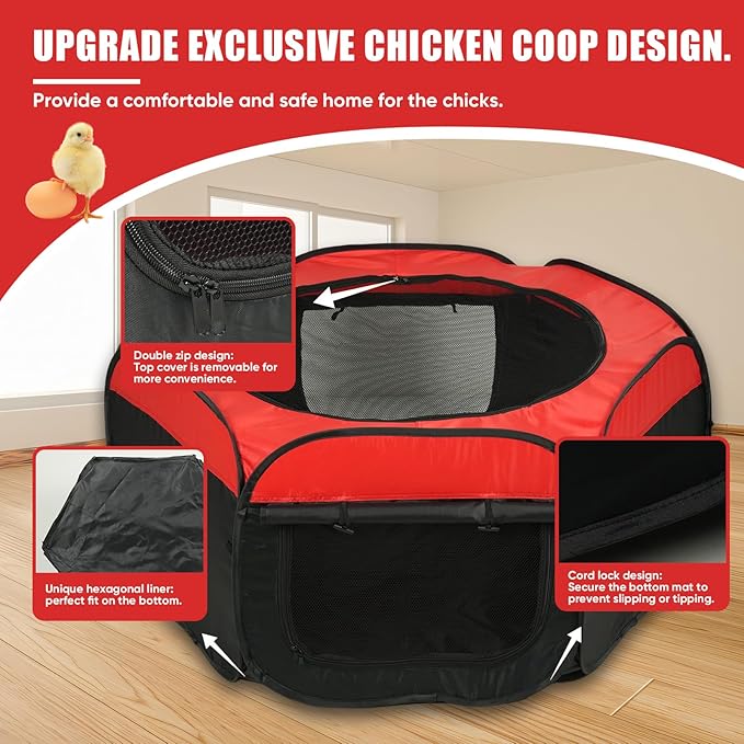 Chick Brooder Box for Baby Chicks,Brooder Box for Chick Starter Kit Pop-Up Brooder with Double Doors,Fits Up to 15 Chicks, Ducks, or Quail,Chicken Starter Kit Brooding Supplies for Backyard Poultry
