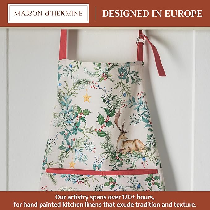 Maison d' Hermine 100% Cotton Apron for women with Pocket Kitchen Chef Apron for Men Cooking Easter Decorations