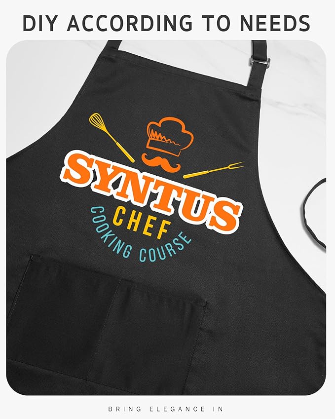 Syntus Adjustable Bib Apron with 2 Pockets Cooking Kitchen Aprons for Women Men Chef
