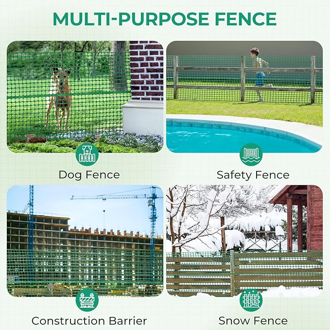 Ohuhu Plastic Garden Fence Safety Fence, 4'x100'/15LB Heavy Duty Reusable Netting Plastic Mesh Fence Roll, Temporary Fencing for Animal Barrier Pool Fence Snow Fencing for Poultry Rabbits Chicken Dogs