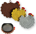 Handmade Crochet Chicken Trivets Set of 3, Chicken-Gifts, Valentine Gifts, Pot Holders, Heat Resistant Farmhouse Kitchen Home Decor, Cooking, Baking, Cute Desk Accessories, Tabletop Protection