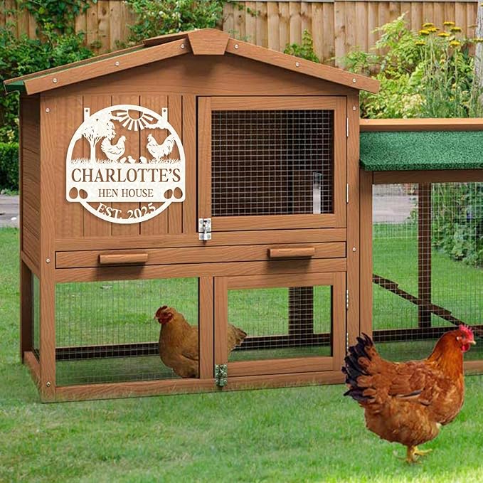 Personalized Chicken Coop Signs, Metal Funny Farm Decor, Chicken Coop Accessories, Metal Outdoor Wall Art, Custom Hen House Sign, Rustic Farmhouse Wall Decor for Farm Yard Garden Color01