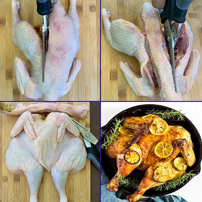 Poultry Shears - Heavy Duty Kitchen Scissors for Cutting Chicken, Poultry, Game, Bone, Meat - Chopping Food - Spring Loaded