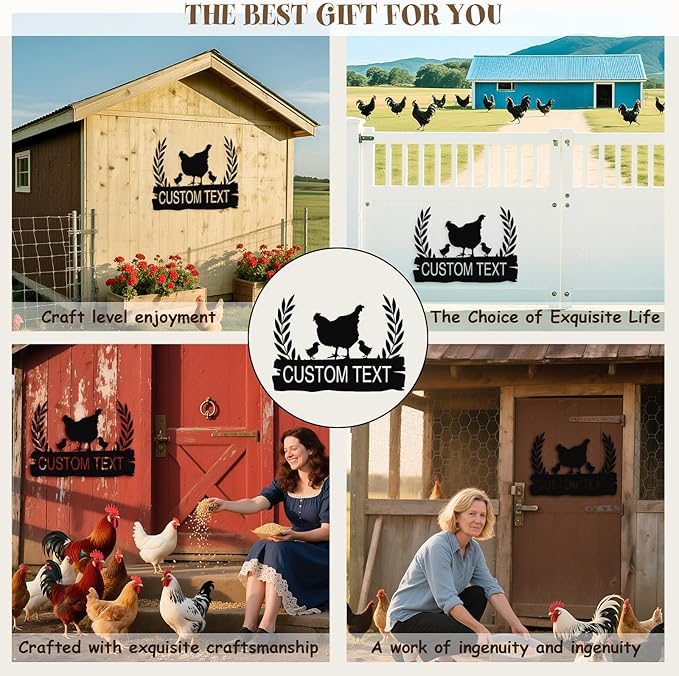 Personalized Chicken Coop Sign – Custom Metal Name Farm Sign, Outdoor Hen House Décor, Rustic Garden Lawn Plaque, Customizable Chicken Farm Sign with Name & Established Date, Unique Gift
