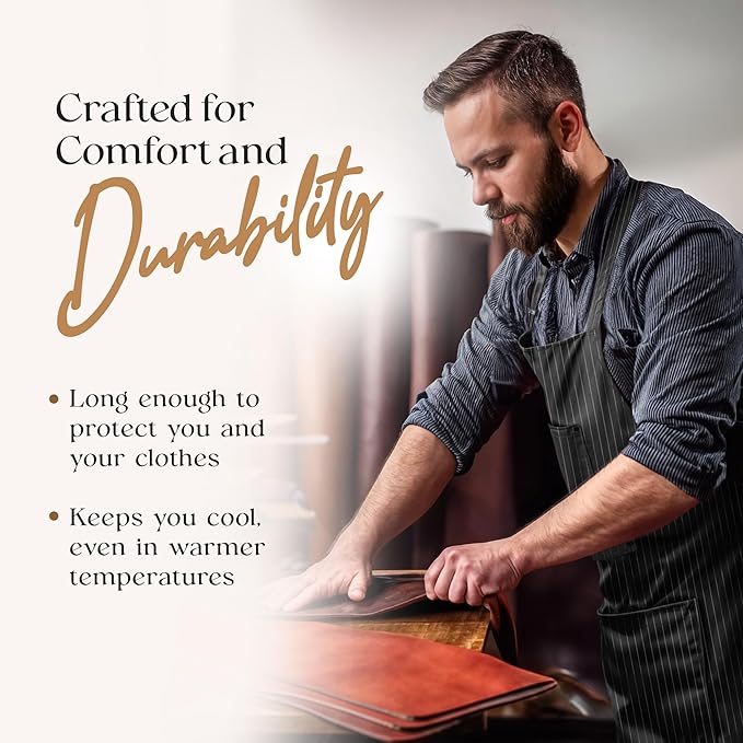 Waterproof Apron for Adults – Adjustable Fit with Deep Pockets, Stylish Cooking & Baking Apron for Women & Men