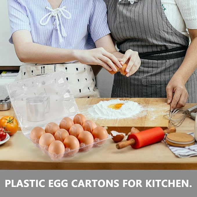 120PCS Egg Cartons Cheap Bulk, Clear Large Egg Cartons for Chicken Eggs, Chicken Egg Container Bulk Egg Holders for Refrigerator, Storage, Family, Chicken Farm, Market, 3x4 Grids