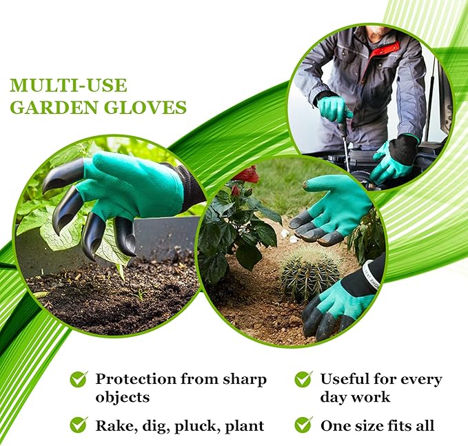 Floro Garden Gloves with Claws, Chicken Coop Cleaning, for Digging, Pruning & Poking, All in One Gardening Tool, Durable Hand Protectors, handwear for Gardeners & DIY Hobbyists