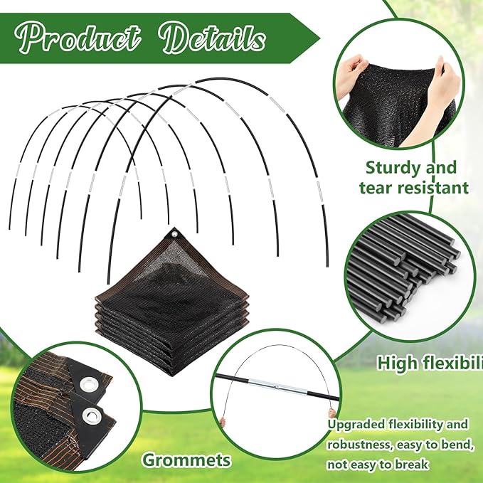 78.7"x 59" Winter Plant Cover Freeze Protection with 6 Sets of 7FT Greenhouse Hoops for Raised Beds Plant Protection Cover for Outdoor Vegetable and Chicken Coops Protect Snow and Ice in Winter