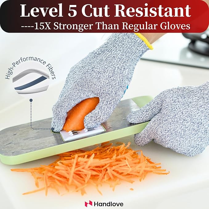 HandLove Cut Resistant Gloves, 100% Food Contact Safe, CE Level 5 Premium Protective Cutting Gloves