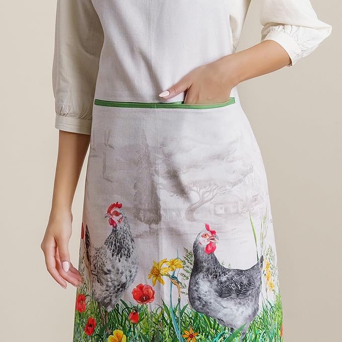 Maison d' Hermine 100% Cotton Apron for women with Pocket Kitchen Chef Apron for Men Cooking Easter Decorations