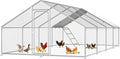 Large Metal Chicken Coop Run with Roosting Perch– Outdoor Waterproof & UV-Resistant Cover for Chickens, Ducks, Rabbits, and Hens in Yard or Farm Use Spire Roof(13.1'Wx26.2'Lx 6.5'H)