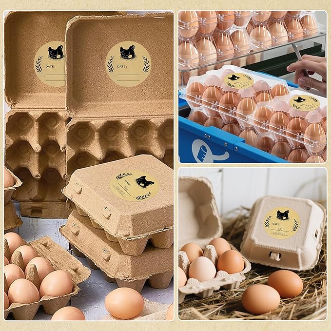 500 Pcs 2 inch Natural Brown Kraft Chicken Egg Canning Sticker for Kitchen Mason Jar, Packaging
