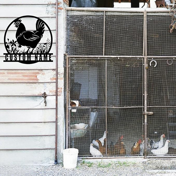 Custom Chicken Coop Metal Sign, Personalized Farmhouse Wall Decor, Vintage Fluffy Butt Hut Decor, Custom Name Sign for Farm, Gifts for Chicken Lovers