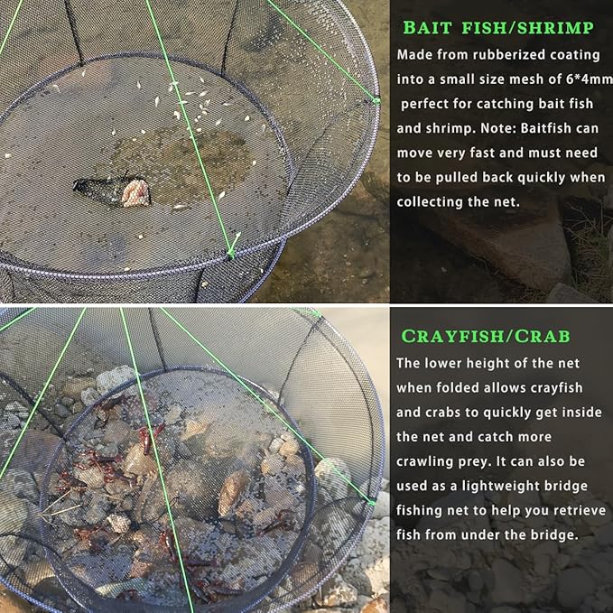 Drasry Fishing Net Trap for Crayfish Crab Bait Minnow Shrimp Foldable Fish Crawdad Lobsters Cast Net Collapsible