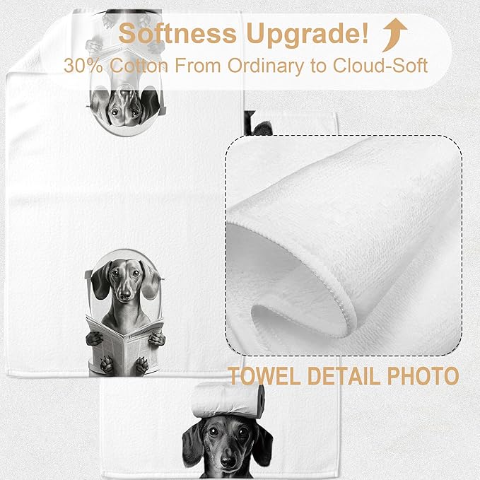 Dachshund Gifts Bathroom Hand Towels, Weiner Dog Gifts for Women Hand Towels for Bathroom, Gifts for Dachshund Lovers, Weiner Dog Decor, 16x24 Inch Set of 2（Upgraded Fabric）