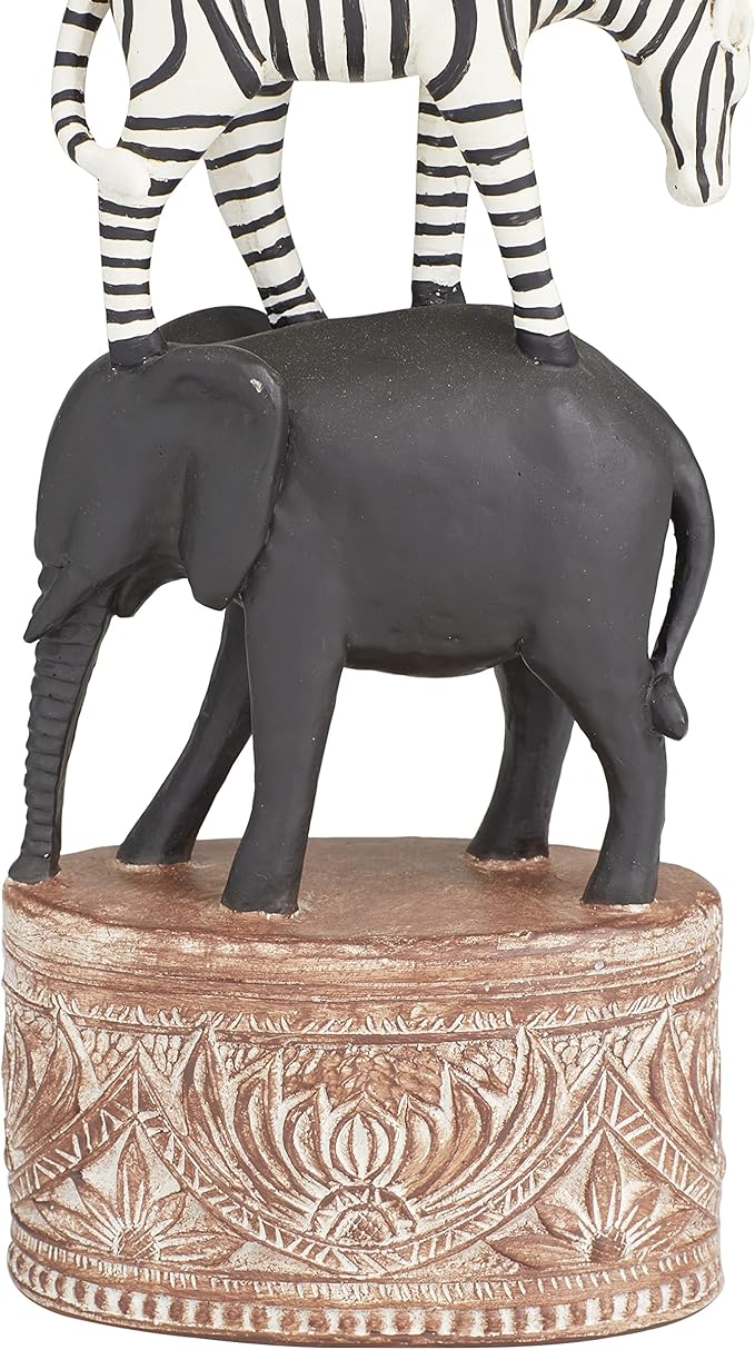 Deco 79 Polystone Safari Animals Decorative Sculpture Home Decor Statue, Accent Figurine 4" x 3" x 16", Multi Colored