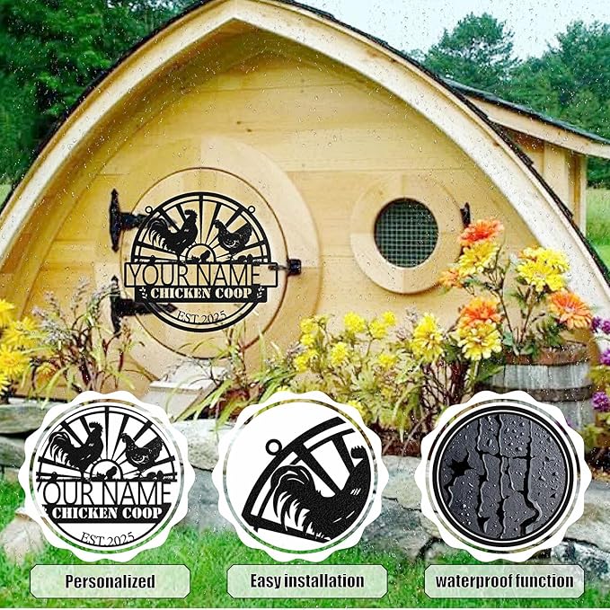 Custom Chicken Coop Signs, Personalized Chicken Coop Signs, Custom Metal Farm Sign for Outdoor, Chick Hen House Sign Funny Farmhouse Outside Wall Decor Gift