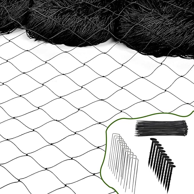 CITOOTY Bird Netting for Chicken Coop Run, 25x50 Ft Heavy Duty Poultry Netting with 2.4" Mesh, UV Resistant Black Net Garden Netting for Fruit Trees, Vegetable Plants, and Yard Protection
