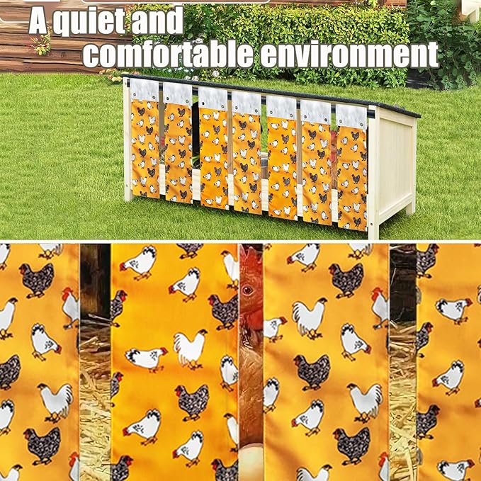 MOMWOW Chicken Nest Box Curtains - Home Partition Curtain for Laying Eggs - Wind, Rain, Light Protection - Prevent Disturbance - Easy Button Closure (Yellow)