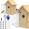 Bluebird House Predator Guards 2 Pack Metal Wire Entrance Hole Protector Bird House Hole Protector Bird House Wire Entrance Guard for Blue Bird Nesting & Babies Safe (Square)