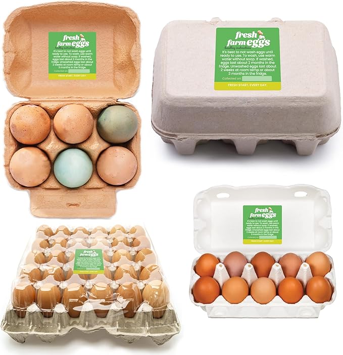 100 Pack Premium Fresh Farm Eggs Handling Instructions Stickers Labels Care Accessories | Egg Blank Cartons 4 6 12 15 18 30 48 50 Count Basket Box Container Storing Extra Organizer -M12SS100